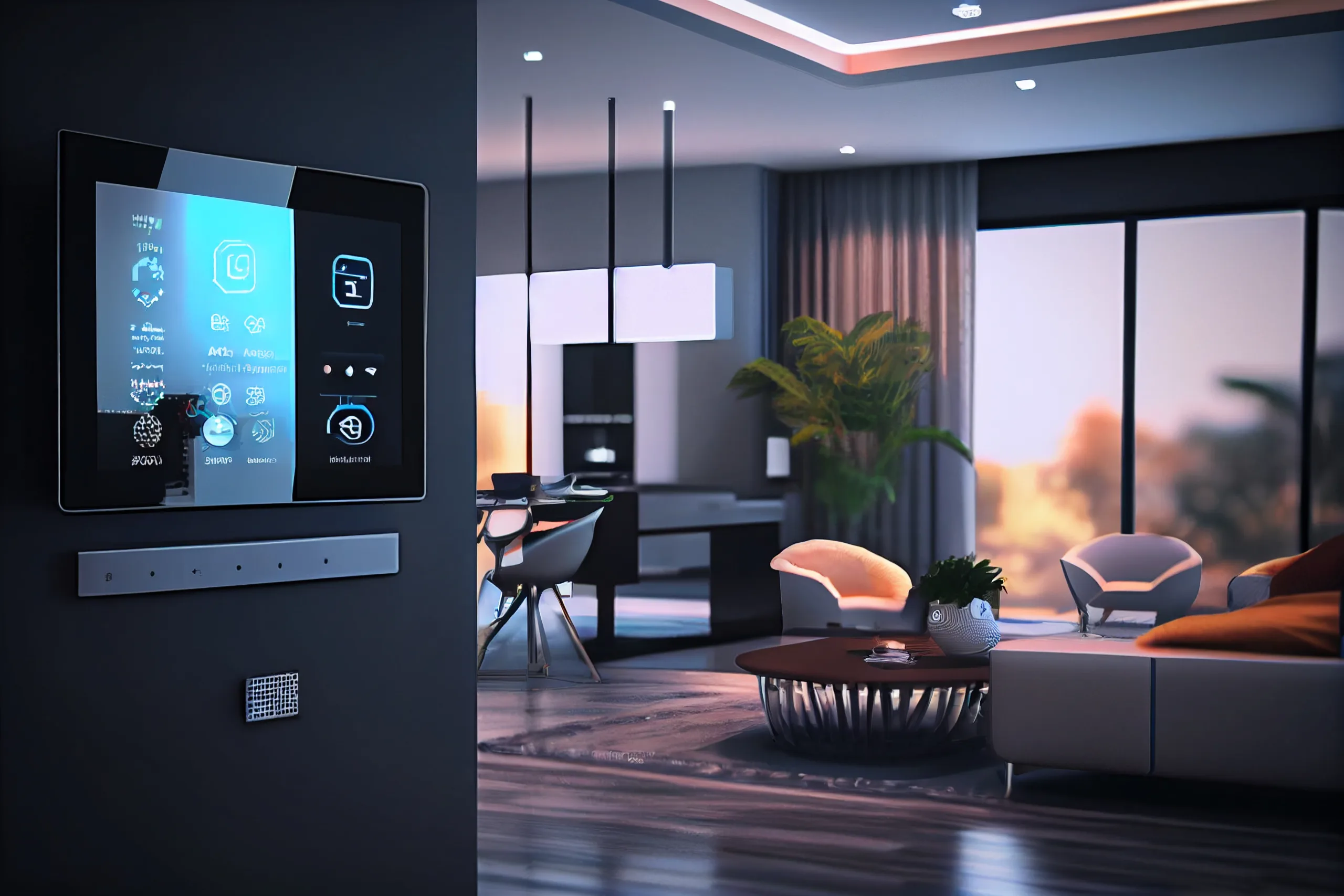 digital screen wall with modern luxury living room scaled