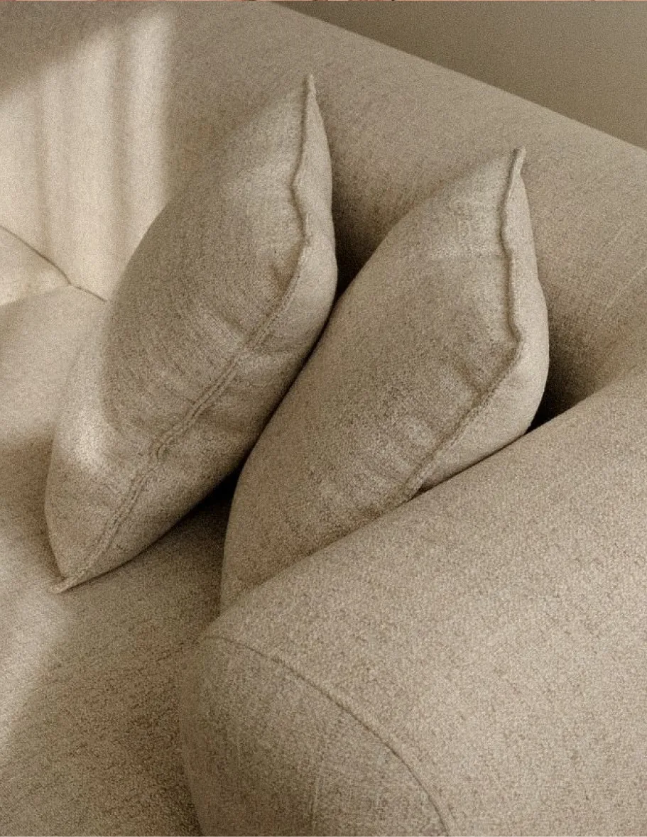 Close-up of textured cushions on a sofa